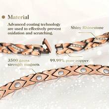 Women's Pure Copper Magnetic Bracelet , Drainage Copper Bracelet For Health, Birthday, Mother's Day Gift - Inclined drilling - 查看 5