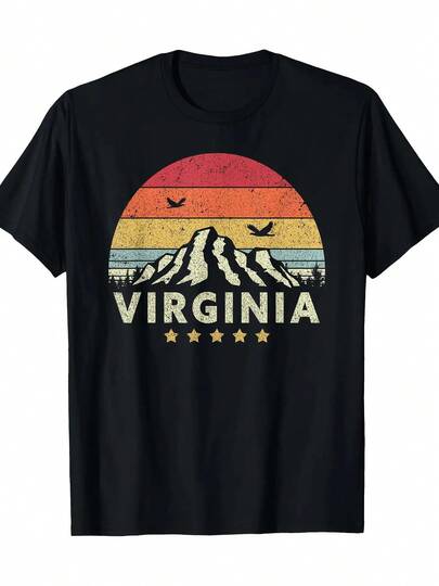 Virginia Shirt.Retro Style VA, USA T-Shirt -100% 180g