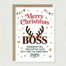 1 张有趣的圣诞工作场所贺卡 | 员工给老板的幽默祝福 | “请饶恕我吧”俏皮情怀，附信封和贴纸 - A - 查看 13