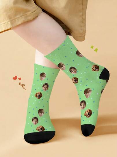 1 Pair Customizable Kids Socks - Personalized With Your Photo, Colorful And Fun Children Socks, Available In Various Colors And Sizes (Fits Ages 6-10), Soft And Stretchy Material, Comfortable For Everyday Wear, Adorable Creative Gift For Kids