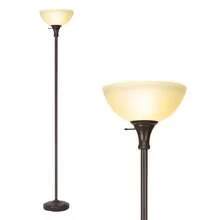 HonoDing Floor Lamp Frosted White Glass Bowl Shade - For Room Decor - Bedroom Decor - Floor Lamp For Bedroom - Floor Lamps For Living Room (Brown) - US A Type Plug(110-127V) - View 4