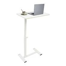Adjustable Rolling Bed Table, Mobile Overbed Desk In White For Breakfast, Laptop, Writing & Hospital Use, Height Adjustable Bedside Tray Table - White - View 11