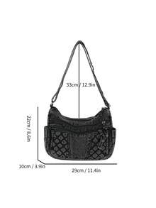 New Casual Chic Soft Jeans Multi-Layer Crossbody Bag With Multiple Pockets, Versatile Commuter Large Capacity Women's Shoulder Bag, Suitable For Work Commuting, Shopping And Traveling. - 黑色 - 查看 3