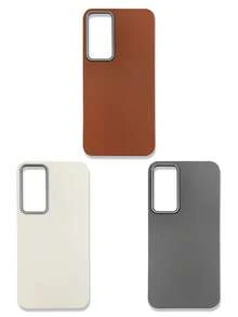 Funda de teléfono de lujo con textura de lichi de tacto suave, combinación de 3 colores para todas las estaciones, gris, marrón y beige, compatible con iPhone/Galaxy - Multicolor - Ver 20