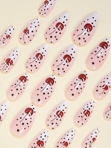 Îmbunătățiți-vă instantaneu aspectul cu 24 de unghii false cu model migdale Y2K, elegante, cu buline, roșu cireș și alb, cu vârf franțuzesc, cu acoperire completă, pentru femei și fete. Include 1 foaie de tablă adezivă și 1 pilă mini, potrivită pentru petreceri, întâlniri și birou. Purtare zilnică. Unghii false cu jeleu. Lipiciul este livrat aleatoriu.