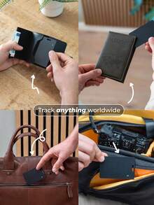 Wallet Tracker Card (IOS Only) - Slim Rechargeable 1.8mm Thin Tracker, Airtag Wallet IP68 Waterproof, Apple Find My Luggage Tags, Item Finder With Key Chain Hole (1 Pack - IOS) - 黑色 - 查看 4