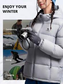 CAMEL CROWN Women's Outdoor Down Jacket Autumn And Winter 700 Fill Power Water Repellent Down Men's Thick Hooded Warm Puffer Jacket - Space Gray - View 8