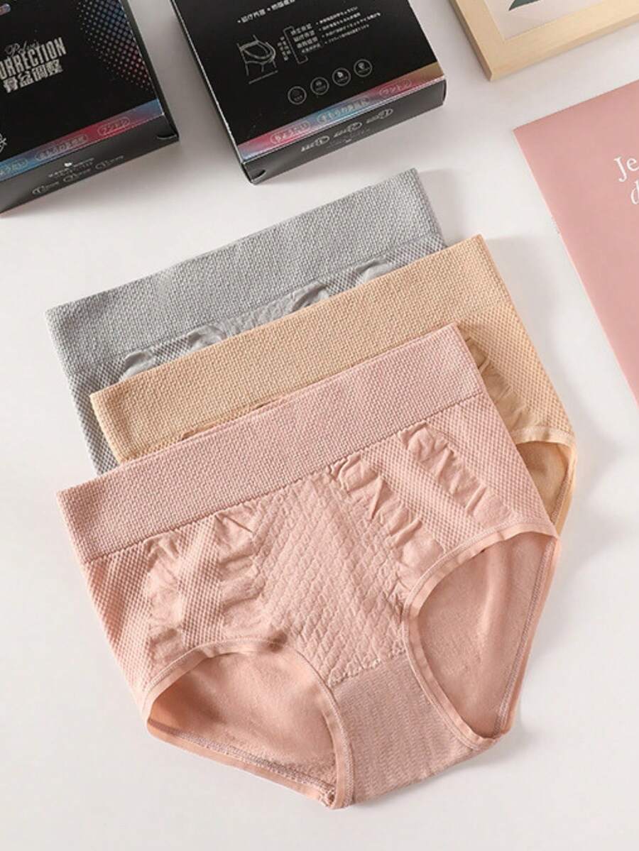 Set 3 Braga Pantaleta Tipo Faja Cintura Alta Efecto Reductor Compresión Vientre Abdomen Plano Moldeador Glúteos Efecto Firmes Cómodos Duraderos Máximo Confort Ajustables - Multicolor - Ver 1