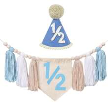 (1 Set) 1/2 High Chair Banner, 6 Months Birthday Party Decor, Boho Style Party Decor, Photography Backdrop Decor