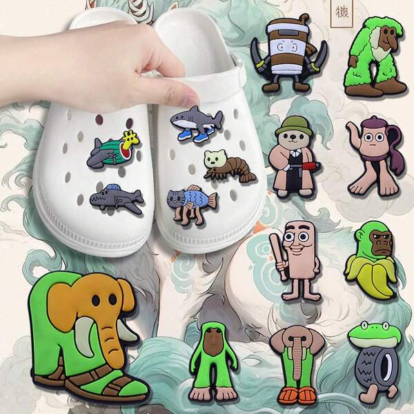 13/8/15/21 Stücke Cartoon Straßen-Muster Silikon Dekor Dekorationen, Clogs Charms, Garten Schuhe Accessoires, weiche Gelee Schuh Clips Party Geschenke, Geschenk für Filmfans, Clog Liebhaber