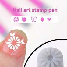 4Pcs Nail Art Stamp Pen Set, Random Pattern Nail Transfer Stamp Printing, Nail Art Stamping Pen With Silicone Heads, Nail Salon & Artist Use - hồng - Xem 6
