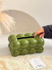 1 pieza Caja grande para toallas de papel de nueva decoración del hogar, organizador de escritorio, soporte para caja de pañuelos, adecuado para sala de estar, dormitorio, hotel, restaurante, cocina, decoración, rosa, verde