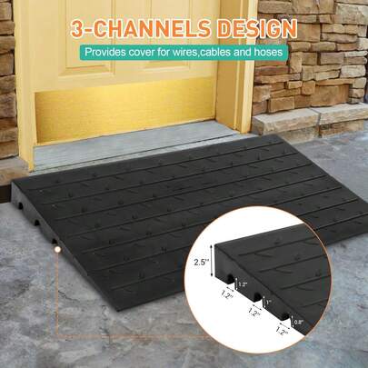 3" Aufstiegsschwellenrampe - Rutschschutz-Rollstuhlrampe Tragbare Rollstuhlrampe 2500LBS Gewichtskapazität Gummi-Bordbrandrampe für Rollstühle Türtüren Treppen Zuhause und Haustiere