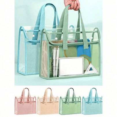 Clear Tote Bag - Large Pouch For Students, PVC Cosmetic Organizer, Clear Bag For Stadium Events
