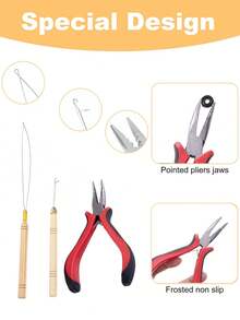 100件套接发套装，3件套珠子工具钳，微纳米环珠子接发或羽毛接发的开启和拆卸工具 - 彩色 - 查看 5