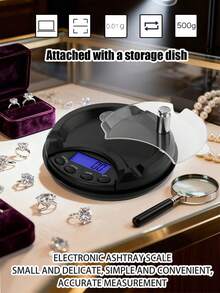 [New Model]Design-Inspired Ashtray With 200g Weight, Digital Electronic Scale, 0.01g High-Precision Portable And Easy-To-Store Pocket Scale. Supports Free Conversion Among Six Units: G, Gn, Cn, Ozt, Dwt, Oz. One-Click Zeroing Function. Made Of Durable ABS Material. Suitable For Various Scenarios Such As Coffee Brewing, Jewelry Weighing, And Powder Measurement.