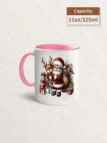 1 pieza Taza de cerámica de 11 onzas con diseño de Papá Noel, taza linda con muñeco de nieve, opción perfecta para regalos de Navidad, taza de té para amantes del café, regalos de Acción de Gracias y cumpleaños, regalos para fiestas navideñas, decoraciones de otoño, recipientes para bebidas calientes y frías en invierno, reutilizable, suministros de cocina ideales, ¡regalos multifuncionales para el Día de San Valentín y bodas! - Multicolor - Ver 20