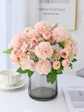 1/3/80 piezas Ramos de flores artificiales de rosa, hortensia y peonía. Flores artificiales y plantas falsas para decoraciones de invierno, regalos de cumpleaños, artículos esenciales para fiestas, decoraciones de dormitorio, decoraciones de habitación, decoraciones del hogar