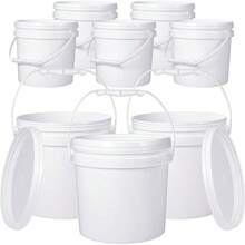Leinuosen 8 Pcs Plastic Bucket With Handle And Lid Durable Heavy Duty Food  Bucket Pail Container For Multipurpose Storage Paint Art Crafts Projects,(1 Gallon,White)