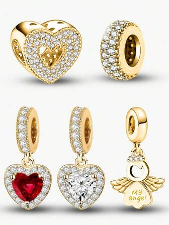 1 st Fashionabla gnistrande hjärtahänge Charm Pärla Passande för kvinnor Armband Armband Gör-det-själv smyckestillverkning och daglig outfit Matchande smyckendekoration för flickor