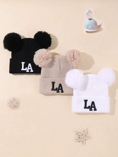 3-Pieces Set Of Fashionable Los Angeles Embroidery Is Perfect For Babies, Girls And Boys. The Knitted Cap Is Cute With LA Letter Embroidery And Can Be Hand-Washed. It Is A Perfect Choice For Daily Wear, Outdoor Play, Family Parties And Gatherings, And A Mysterious Gift