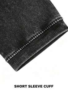 Pure Cotton Washed Loose-Fit T-Shirt,Dark Style Vintage Washed Rose Printed Pure Cotton Oversized Short Sleeve T - Shirt,Halloween,Día De Los Muertos,Home Leisure,,Weekend Outing,Sensitive Skin Group - 黑色 - 查看 7