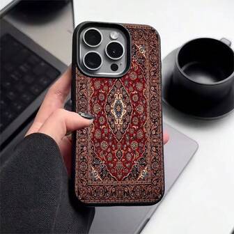 Flower 1pc TPU Material Vintage Luxury Red Floral Full Screen Pattern Phone Case Compatible With IPhone 17 Pro Max/17/16 Pro Max/15/13/12/11, S20 FE/A15/S24/A55, Redmi Note 11/12/13 Pro, Shock-Proof Soft Protective Cover