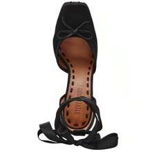 Women's Larina Lace-Up High-Heel Ballet Pumps |  | Women Heeled Sandals - Satin đen - Xem 4