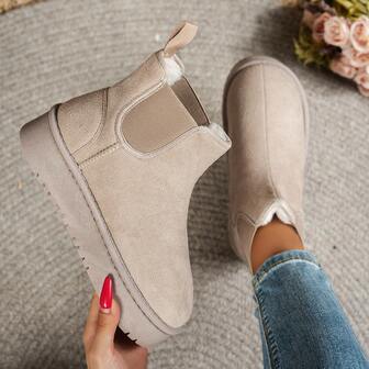 时尚百搭厚底保暖短靴，适合户外、沙滩、室内外穿着