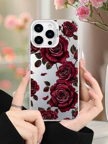 1 pieza Funda para teléfono con diseño de rosas rojas, estilo romántico y elegante, resistente al agua, a los golpes y a los arañazos, protección anticaída, look sofisticado y original, regalo ideal para fiestas, amigos, novia, novio, familia : compatible con iPhone16/15/14/13/12/11/XS/XR/X/PLUS/PRO/PROMAX, compatible con Galaxy S21/S22/S23/S24/S25, Galaxy S21/S22/S23/S24/S25 Ultra, agarre cómodo, regalo ideal para fiestas, amigos, novia, novio, familia - Plateado - Ver 2
