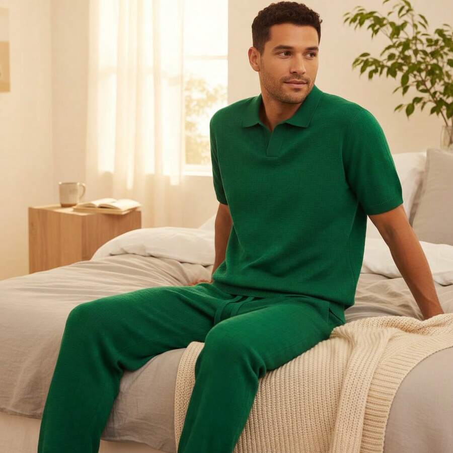 Plus Size Men Loungewear Tops - Green - View 1