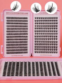 392片独立睫毛簇,D卷翘,秋叶/麦穗混合款DIY睫毛簇,自然纤长/浓密持久,DIY睫毛嫁接套装包含胶水、封层剂和镊子,适合初学者在家或户外使用,适用于日常生活、派对、音乐节等场合。睫毛簇套装,假睫毛,圣诞礼物 - 彩色 - 查看 9