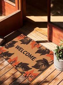 1 buc. Covoraș de intrare minimalist cu frunze de arțar galbene de toamnă, covor mic potrivit pentru decor de sărbători, decor zilnic, decor de cameră, living, dormitor, bucătărie, birou, covoraș de intrare interior/exterior vintage tip fermă, toamnă/iarnă