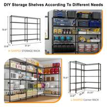 58''W  Adjustable  Storage Shelves 1500LBS  NSF  Wire Shelving Unit 5 Tier Metal Shelving For Storage Rack Shelves For Storage Heavy Duty Garage Shelf Pantry Shelves Kitchen Shelving,  58''W*71''H*