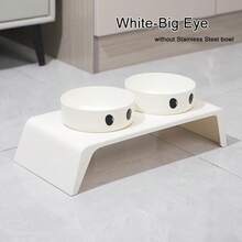 Cuencos elevados para comedero de perros, soporte elevado con cuencos dobles de acero inoxidable para alimentos y agua para perros pequeños, medianos y grandes KYX8 - Ojos grandes-A - Ver 1