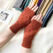 Knitted Gloves Touch Screen Twist Knot Short Wrist Cover Autumn And Winter New Women's Warm Fashion Fake Sleeve Dew Finger Gloves