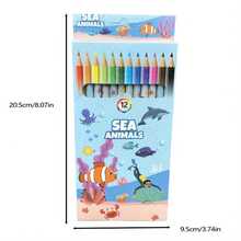 12 Stücke bunte Holzstifte, Cartoon Muster, Mehrfarbige Stifte zum Malen und Kritzeln, Kunstbedarf für Anfänger und Schule, bei Kindern beliebt