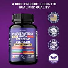 BUPORAI Suplementos de resveratrol Nad+, berberina y quercetina: cuidado de la piel, antienvejecimiento, apoyo a la salud celular, la salud general y el metabolismo - 120 unidades - 120 cápsulas - Ver 4