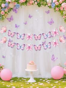 1 Set Schmetterling Hängebanner, Baby-Shower Banner, Baby-Shower Mädchen Wimpelkette Kranz Deko, Geburtstags Party Banner, Taufe Dekoration, Gender Reveal Deko, 1. Geburtstag Deko, Schmetterling Geburtstags Party Hintergrund Dekoration, Neugeborenen Baby Familien Party Zubehör, Geburtstags Hänge Ornamente