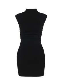 Váy ôm sát không tay cổ lọ nhún bèo thời trang thu đông Onicee dành cho nữ - màu đen - Xem 3