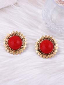 1 Pair Fashionable Minimalist High-End Geometric Resin Alloy Sunflower Vintage Elegant Earrings For Women