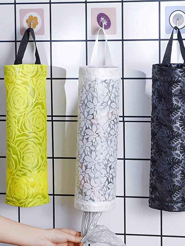Plastic Bag Holder, Grocery Bag Holder, Mesh Hanging Storage Bag Dispenser, Foldable Garbage Bag Organizer, Breathable Plastic Bag Storage For Kitchen