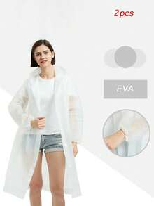 Extra Long Rain Ponchos For Adults - EVA Rain Coats Waterproof Unisex Rain Jacket With Drawstring Hood