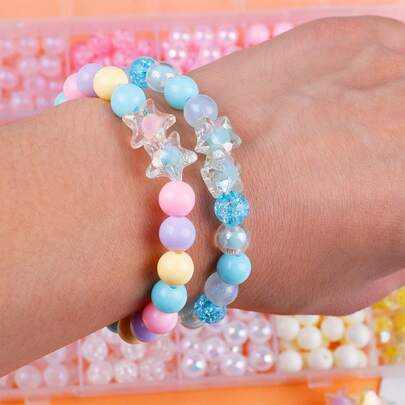 24 peças/Caixa Acessórios de Contas Multicoloridas de 8mm, Kit de Fabricação de Joias de Pulseira