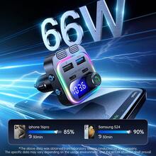 1个全新多端口快充蓝牙MP3播放器，双Type-C PD 36W输出，RGB彩色显示屏，FM发射器，双USB接口，支持U盘音乐播放，带车载充电器 - A - 查看 3