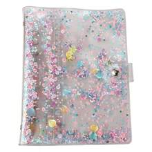 Journal Binder Cover A5 Plastic Planner Cover Notebook Binder Refillable Notebook 6. U201Dx9.2u201D Round - Ring Planner Pages Inner Paper Not Included - 五彩紙屑-粉紅色 - 查看 2
