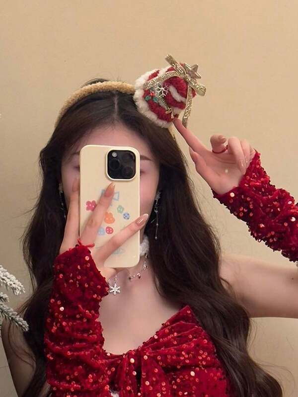 شريط رأس عيد الميلاد، مشبك شعر، إكسسوارات شعر، أجواء عيد الميلاد، شريط رأس قبعة سانتا للنساء، إكسسوارات زخرفية عيد الميلاد، هدية عيد الميلاد