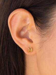 1 对定制首字母泡泡字母耳环，不锈钢个性化 A-Z 26 气球字母耳钉，适合女士，简约珠宝，伴娘礼物，适合秋季时尚，复古，经典，波西米亚风，Y2K 风格，适合送给她、妈妈的生日、情人节、圣诞节的理想礼物 - 金色 - 查看 10