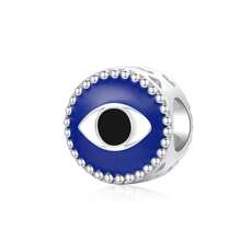 Fille 1 pièce À La Mode Mauvais Œil Bleu Zircone Cubique Pendentif Perle , S925 Argent DIY Breloque Pendentif Pour Femme Tous Les Jours Porter , Cadeau Pour Mère , , Petite Amie Anniversaire