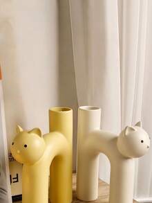 1 pieza de un lindo florero con forma de gato - Estilo minimalista moderno, color blanco puro, silueta adorable de gato, que mejora la estética del hogar, adecuado para arreglos de mesa en la sala de estar, decoración del dormitorio y regalo de inauguración de la casa, ideal para escenarios acogedores durante todo el año